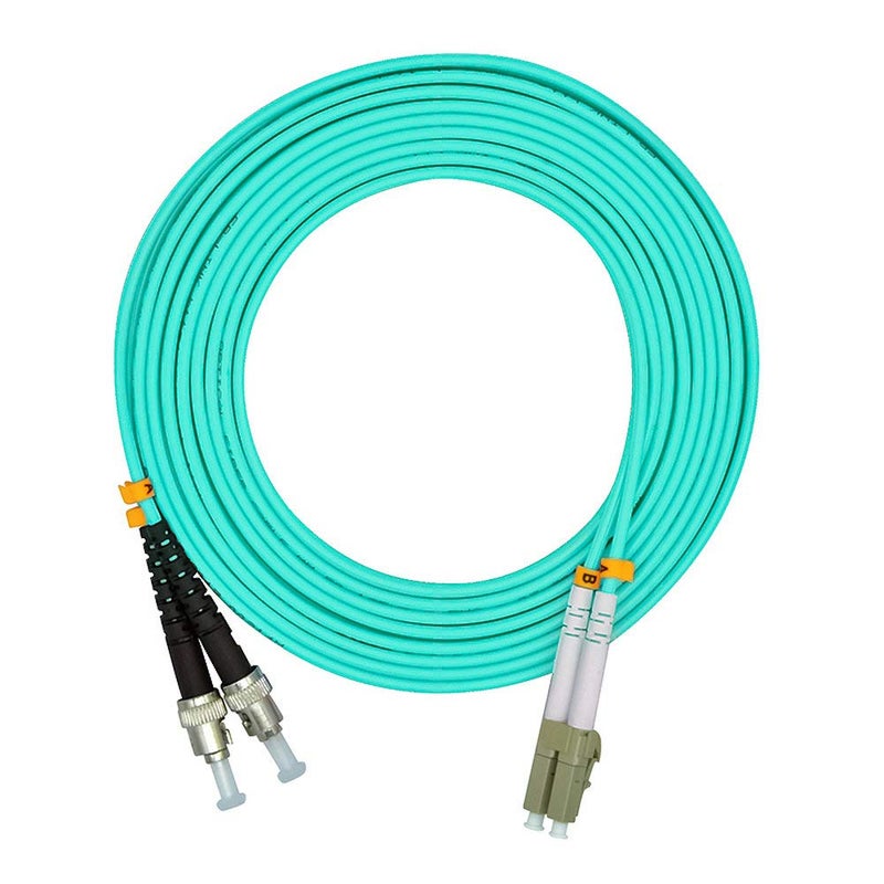 Jeirdus 5Meters 16ft LC to ST Duplex 50/125 10G OM3 Multi-Mode Fiber Optic Cable Jumper Optical Patch Cord LC-ST - Image 1